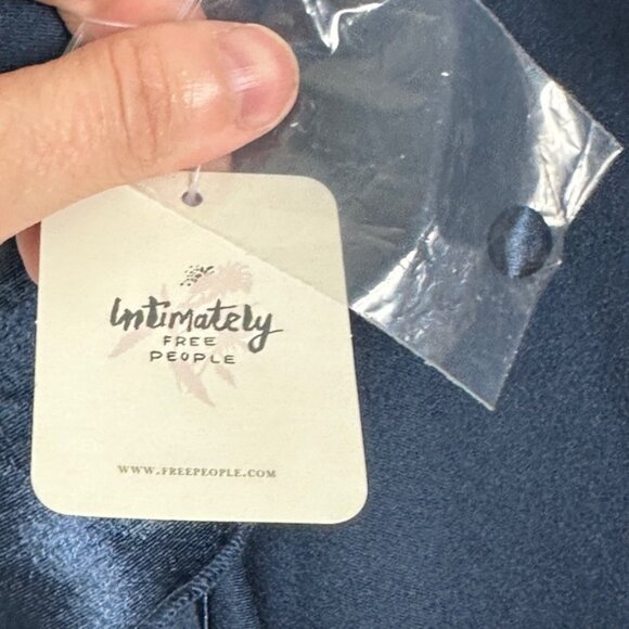 NWT Free People After Hours Slip Dress Blue Satin Size Small Ruffle Open Back S - Picture 8 of 16